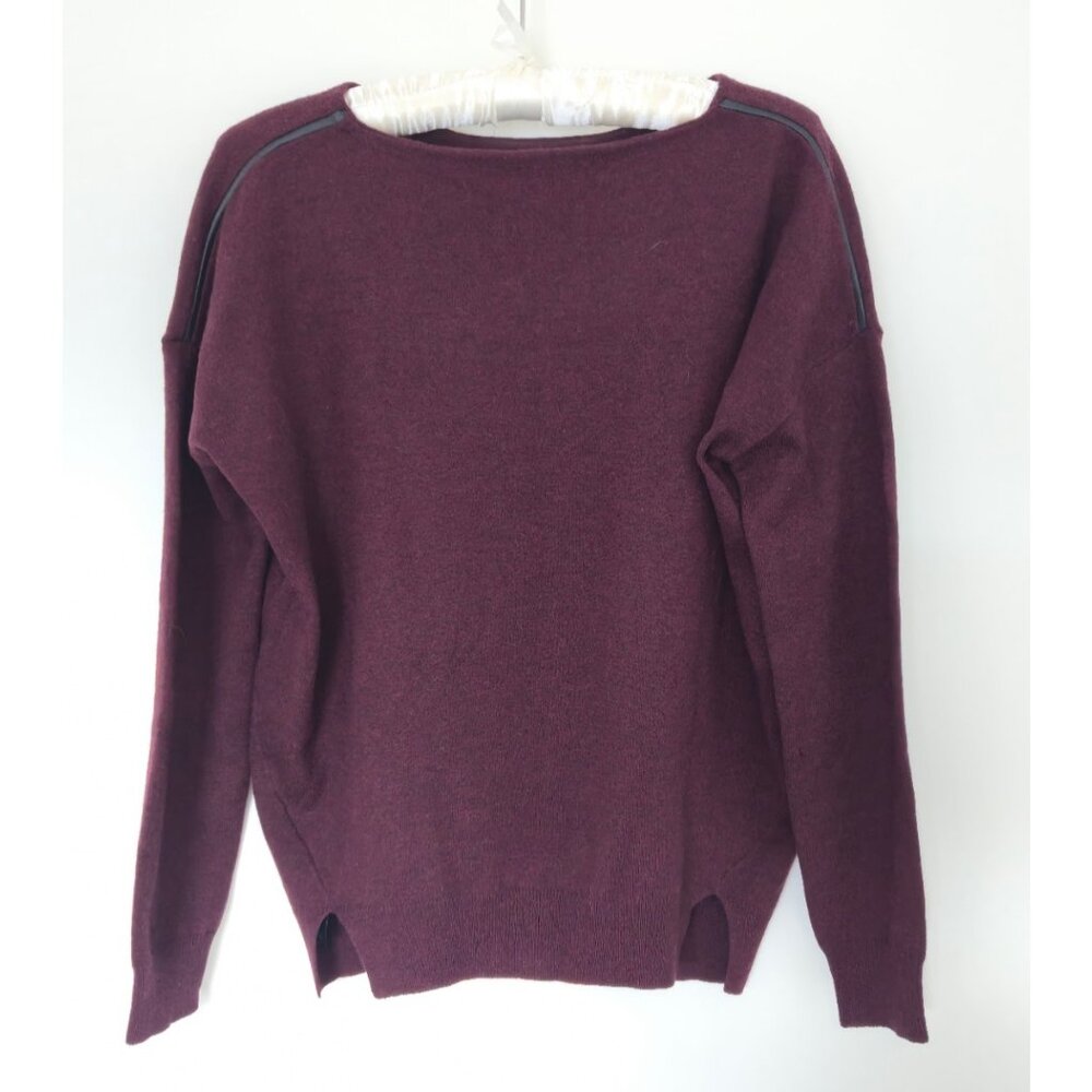 Zadig & Voltaire Burgundy Wool Cashmere Sweater with Leather Detail - Picture 2 of 10
